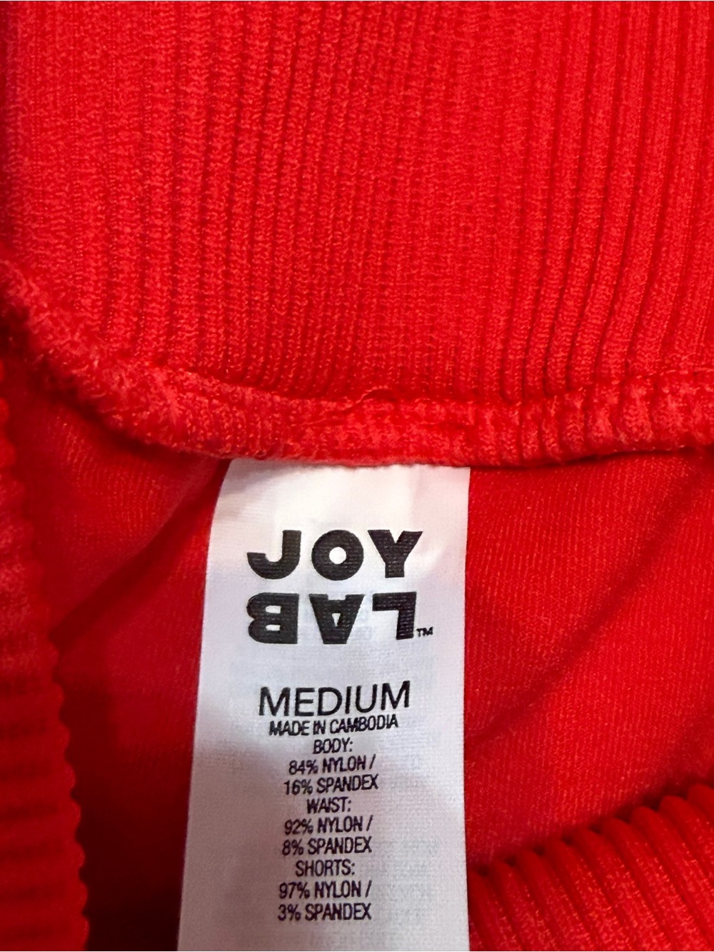 JoyLab Red High-Waist Athletic Shorts with Wide Ribbed Waistband - Picture 5 of 7